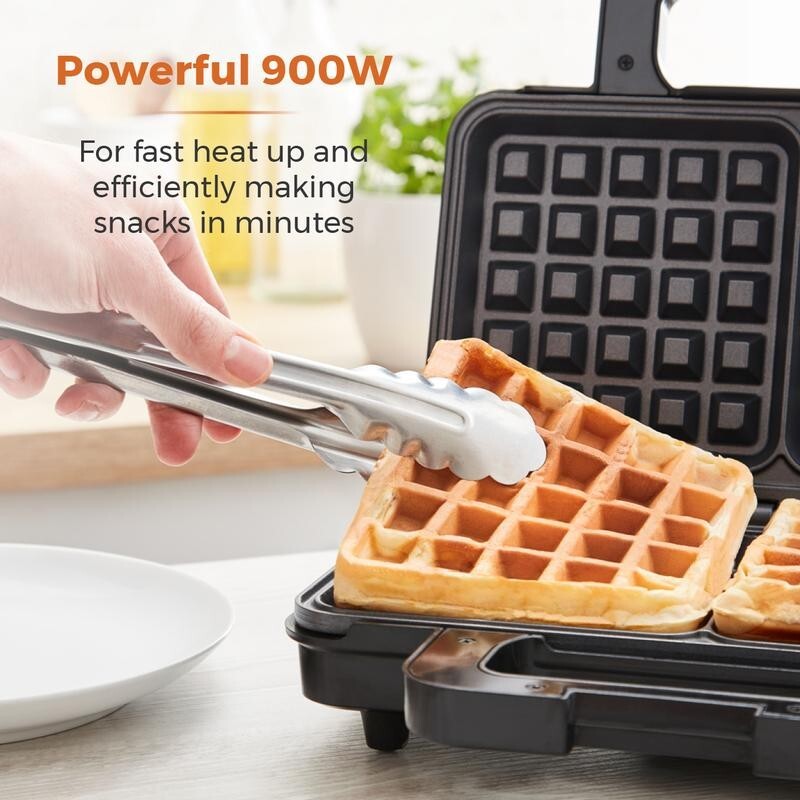 Tower 3-in-1 Deep Fill Sandwich Waffle Grill Maker | 900W Non-Stick Plates