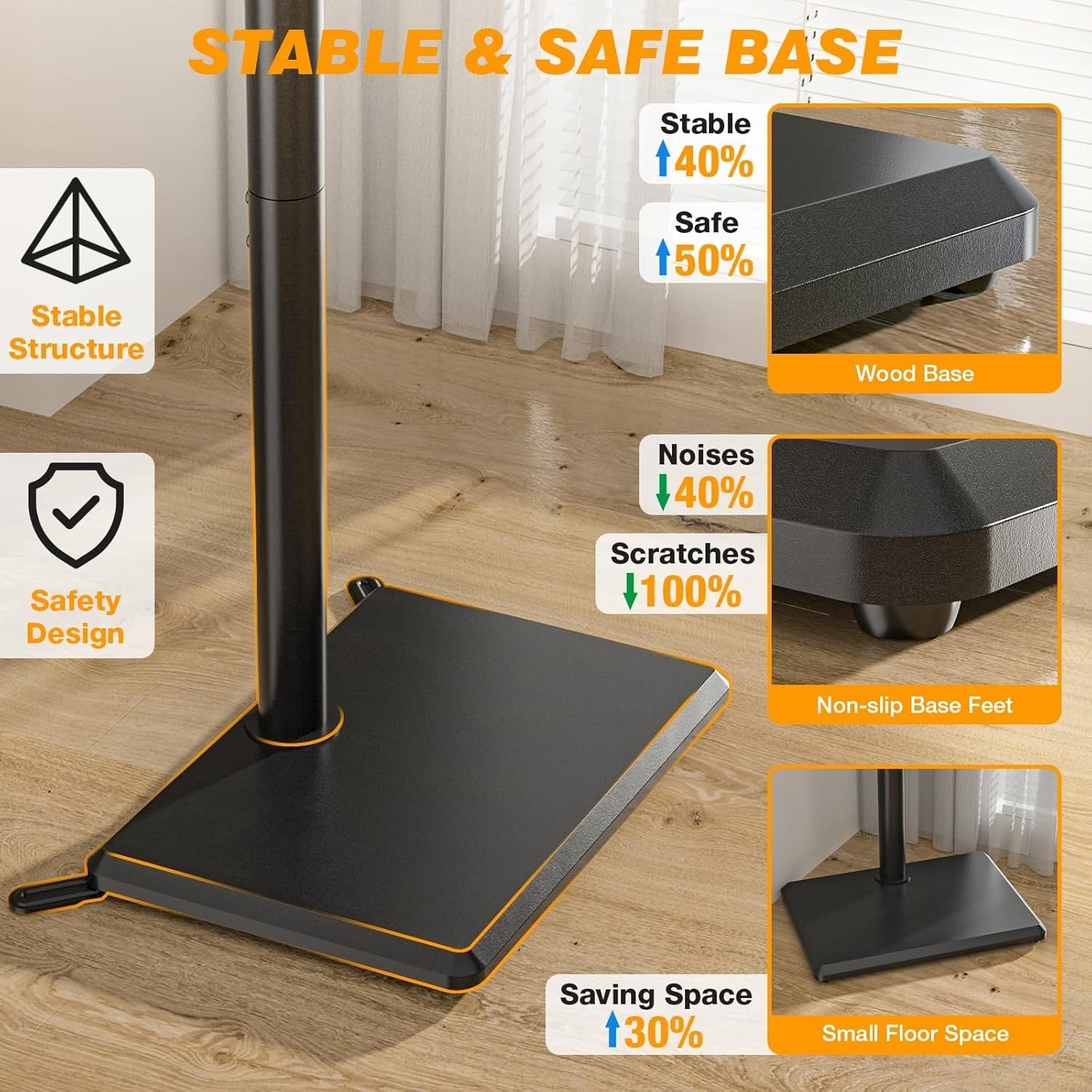 Slim Swivel TV Floor Stand for 32–55” Adjustable Corner Mount VESA 40kg - Black