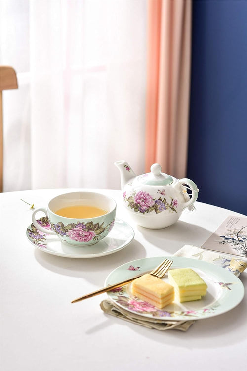 Vintage Tea Cup Saucer Dessert Plate Set Floral Porcelain Gift Box