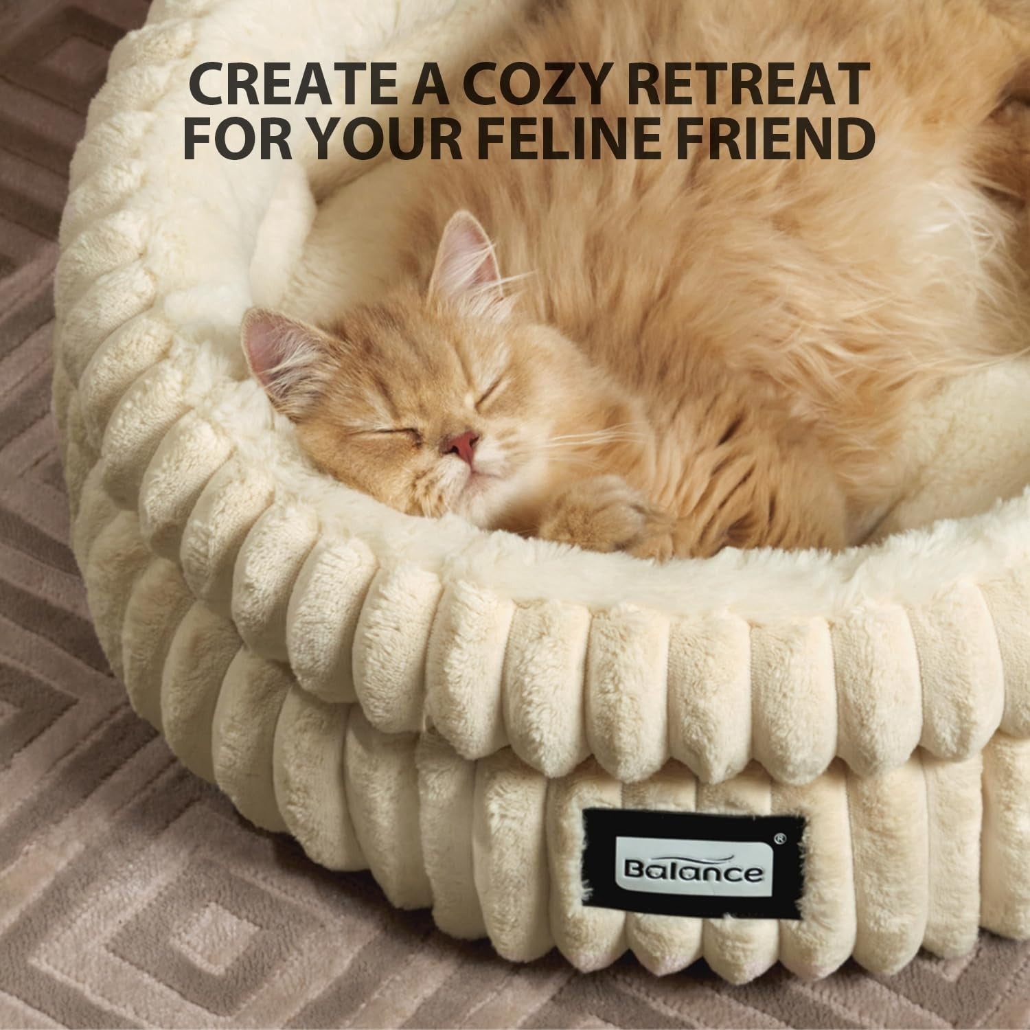 Washable Round Cat Bed Plush Faux Fur Kitten Puppy Cushion Non Slip
