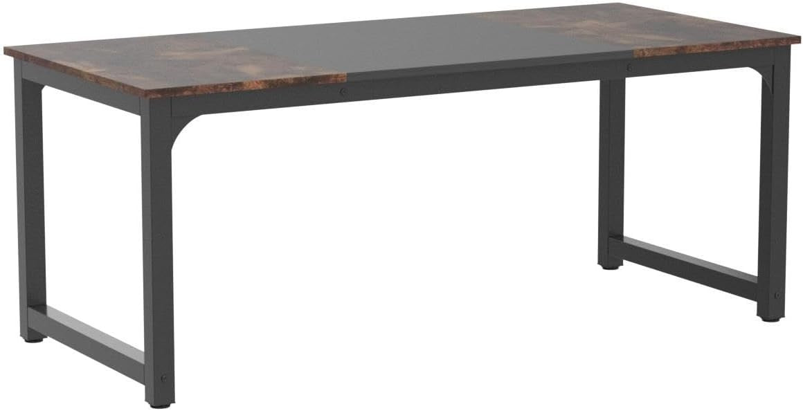 Industrial Dining Table for 6-8 – Metal Frame, Rustic Wood, 180cm