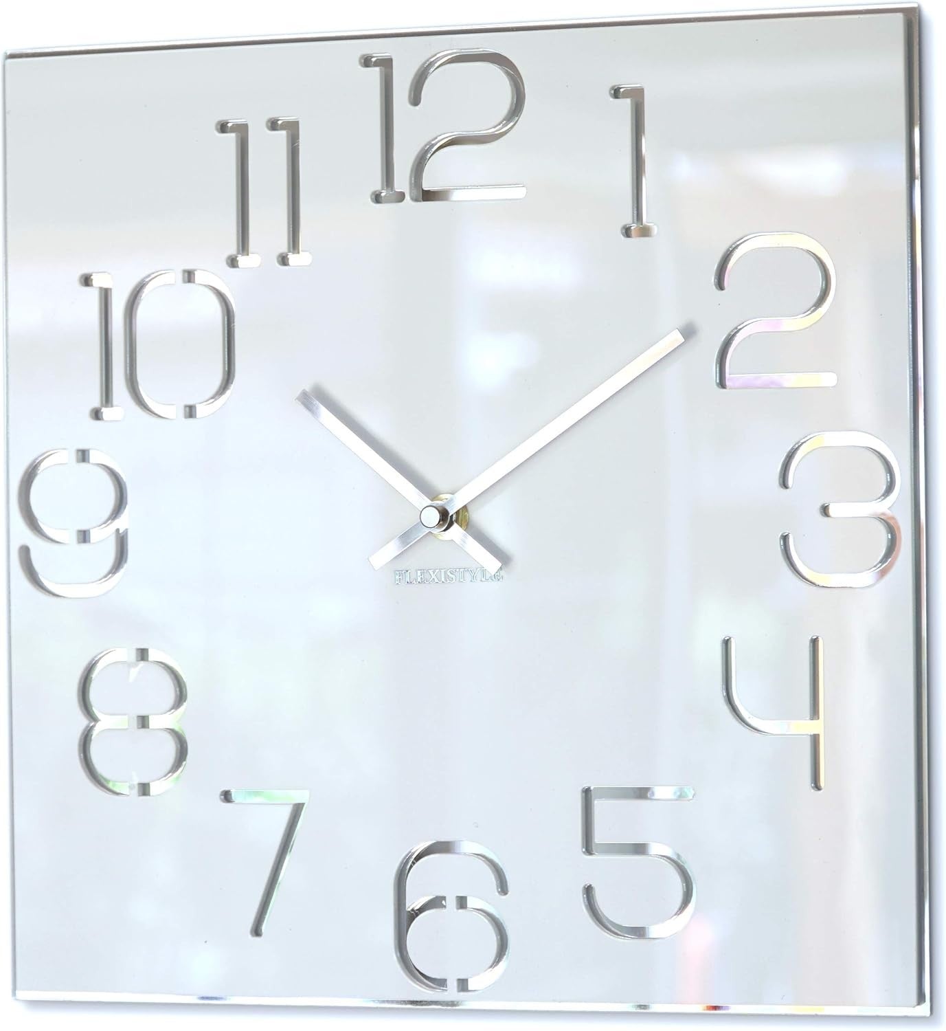 Modern Acrylic Wall Clock 30cm Silent Sweep White Square Timepiece