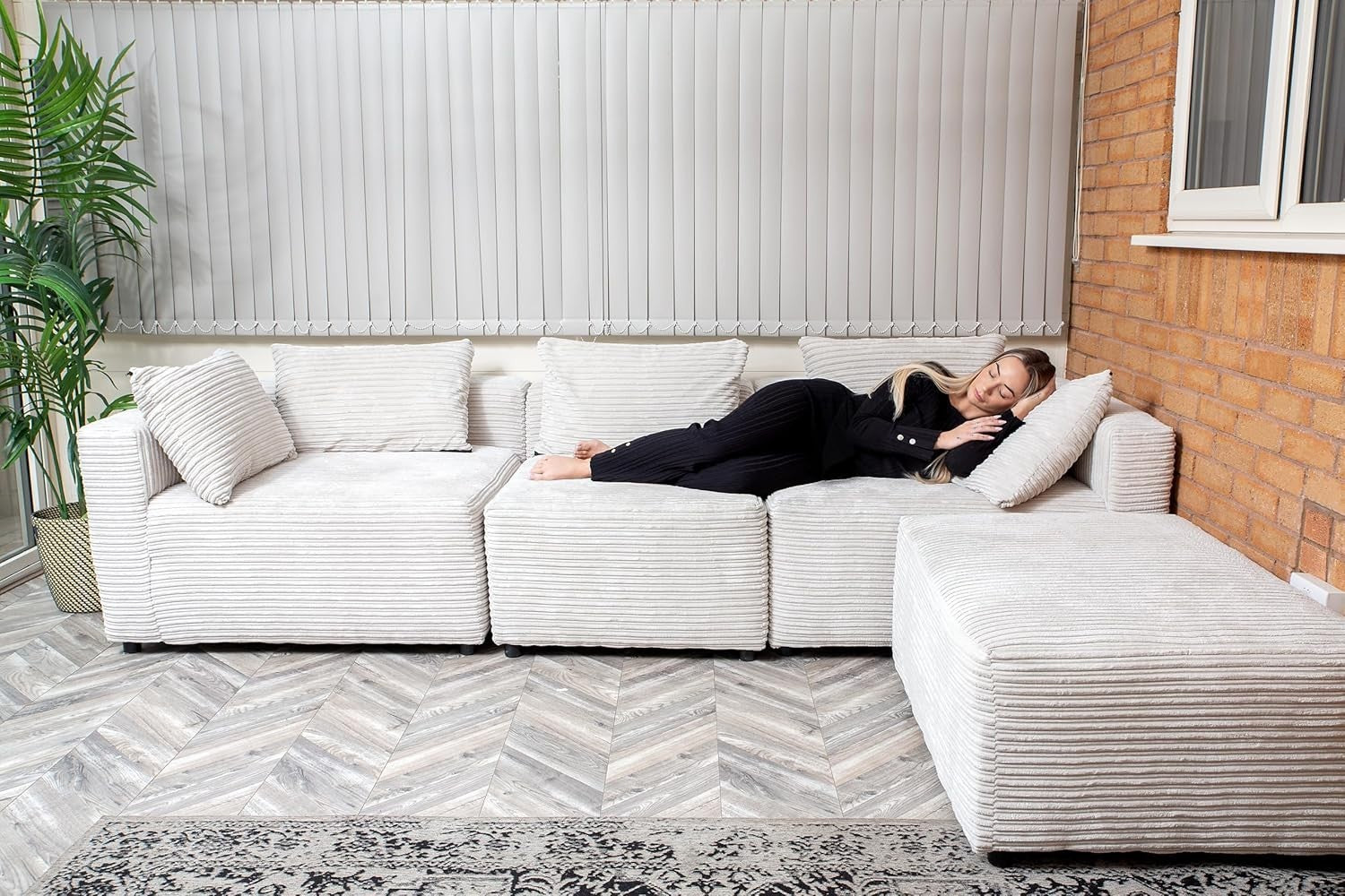 Modular L-Shaped 4-Seater Sofa Bed | Jumbo Cord, Deep Seats, Durable Frame