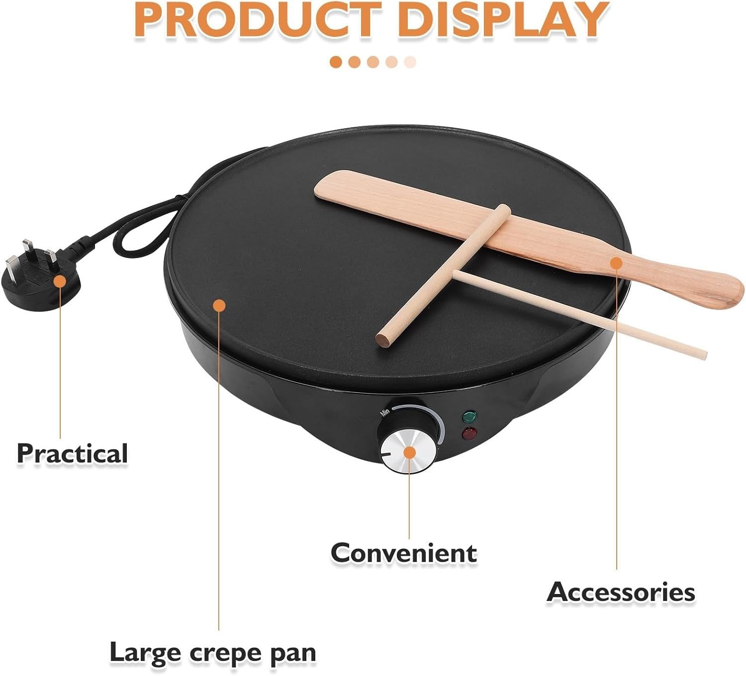 12" Electric Crepe Maker Nonstick Pancake Machine | Spreaders Included UK Plug