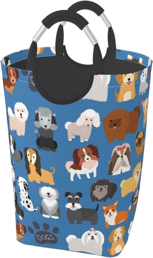 50L Dog Puppy Laundry Basket Foldable Cute Animal Clothes Hamper with Handles