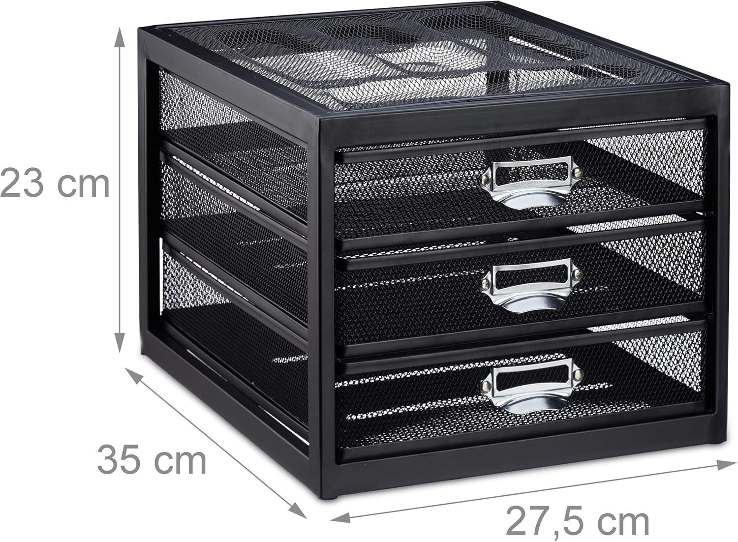 Desk Organiser with 3 Drawers, A4 File Storage & Paper Sorter, Black Office Stor
