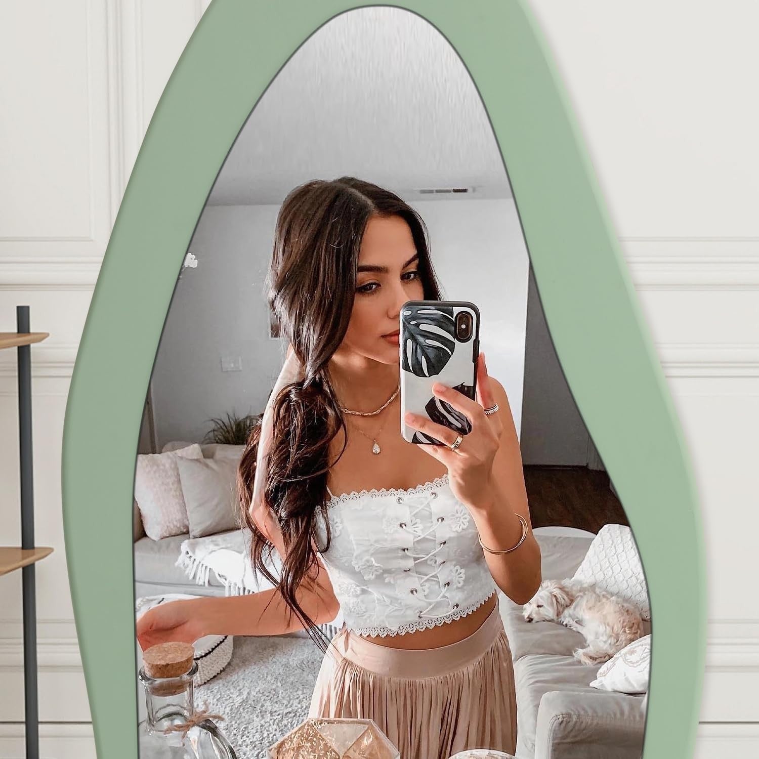 Oversize Full Length Oval Wood Frame Mirror 150x60cm - Wall or Floor