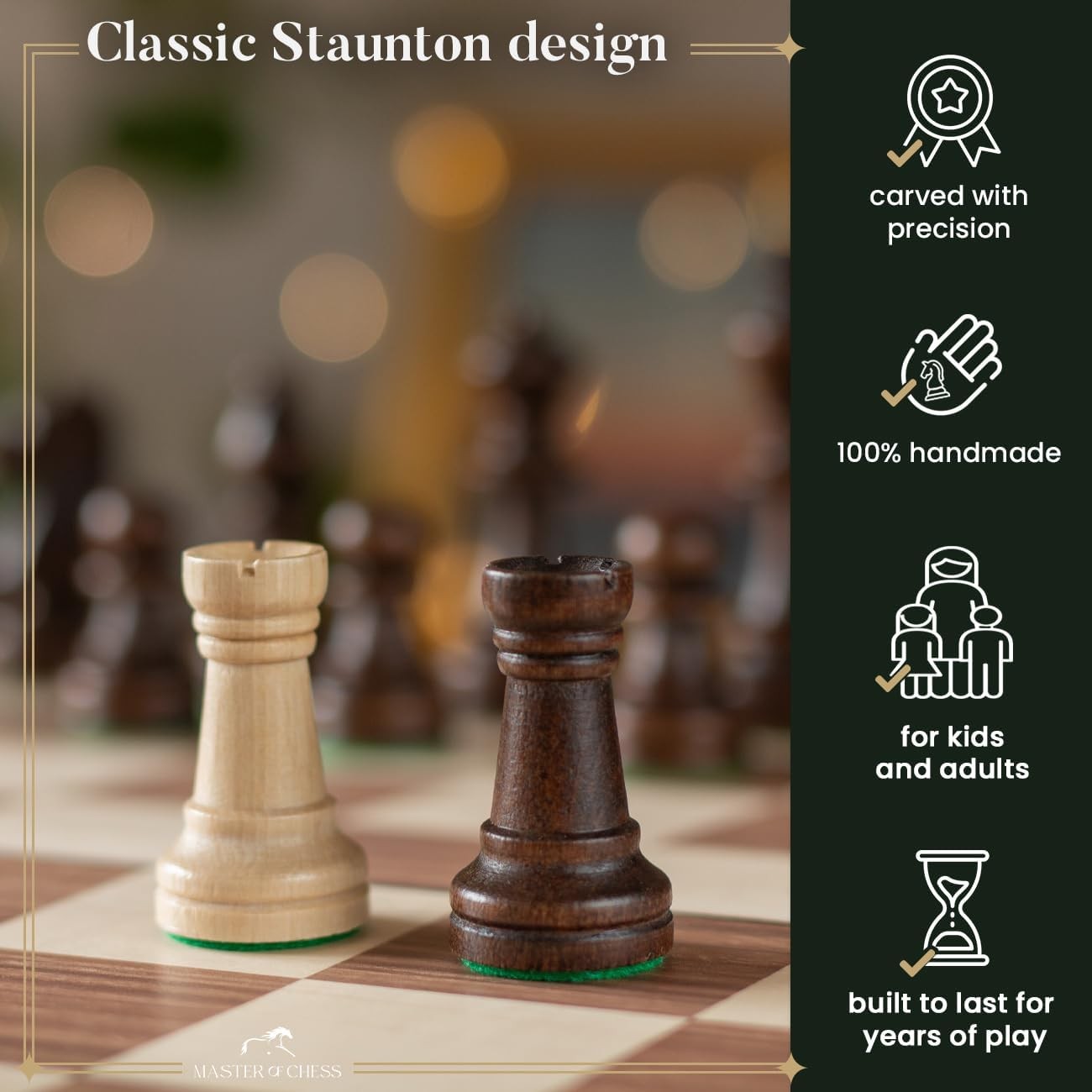 54cm Luxury Tournament Wooden Chess Set – Weighted Staunton No.6 Pieces