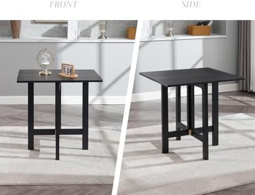 Portable Folding Wooden Square Dining Table for Small Spaces Black