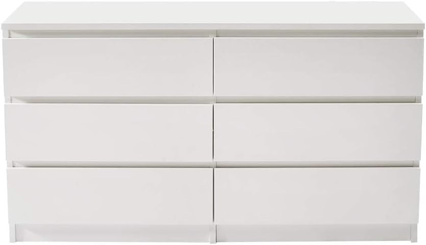 Modern White 6-Drawer Chest Storage Cabinet – Bedroom, Hallway, Living Room