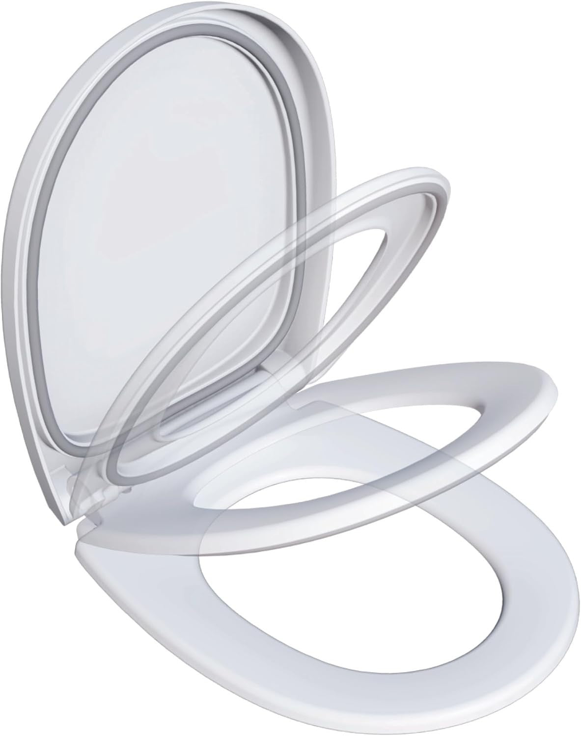 Silent Soft Close Toilet Seat Antibacterial Quick Release White