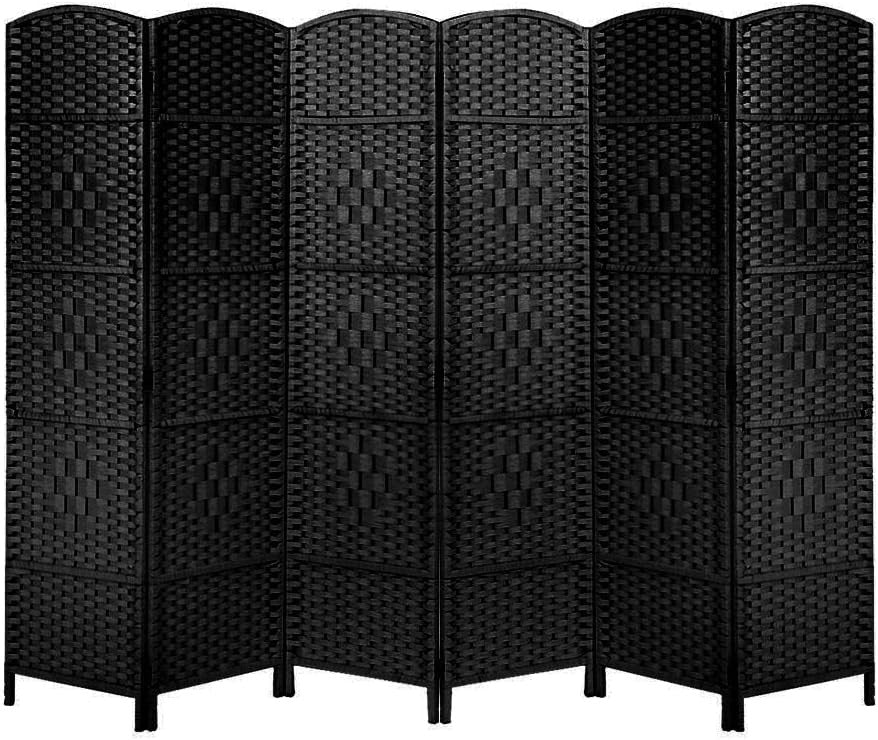 6 Panel Black Wicker Folding Room Divider Screen Privacy Partition Home Office