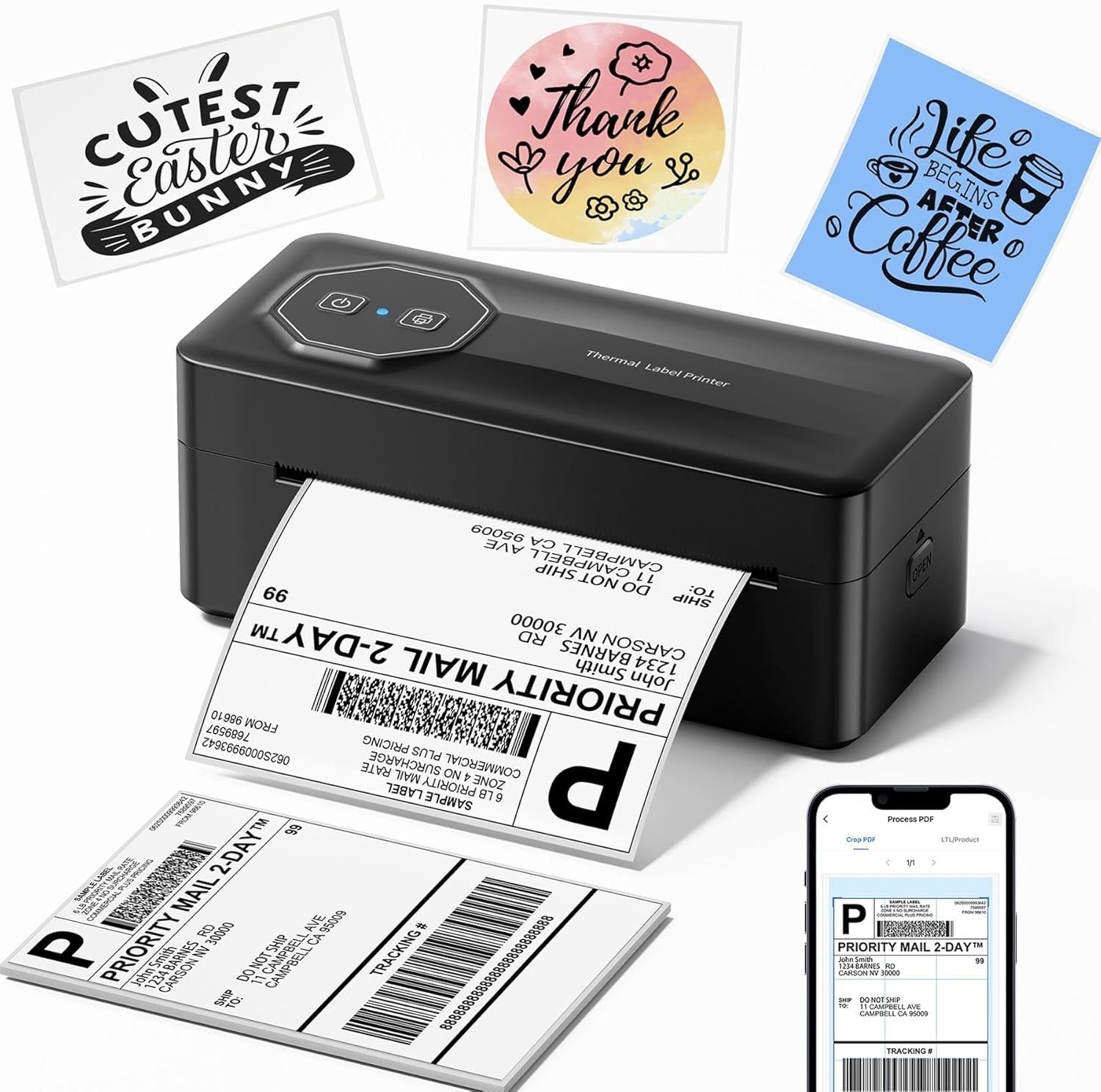 4x6 Bluetooth Thermal Shipping Label Printer USB Portable