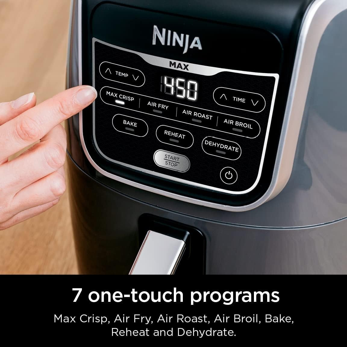 Max XL Air Fryer 5.5QT 6-in-1 Crisp Roast Bake Reheat Dehydrate Gloss Grey