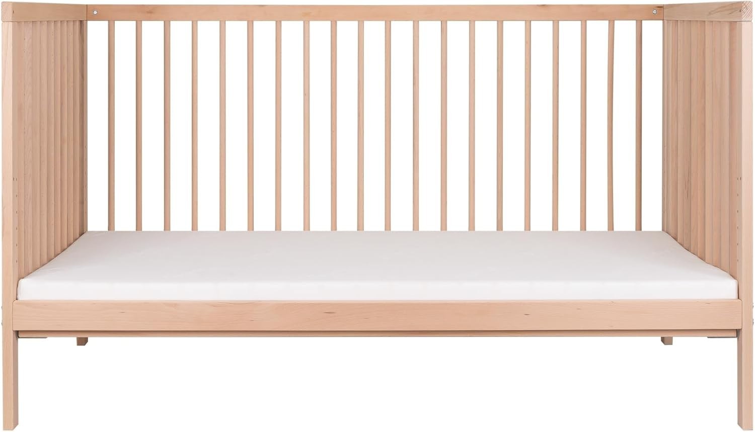 Space Saving Baby Wooden Cot Bed Adjustable Height Toddler Bed Beech