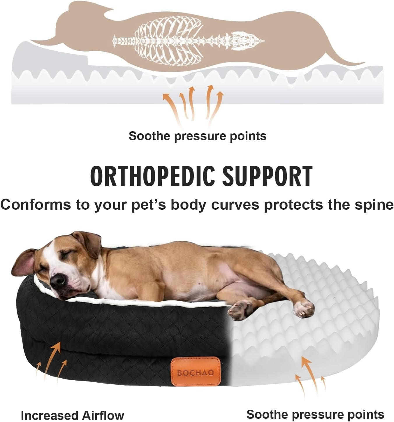 Orthopedic Memory Foam Dog Bed 90x70cm Washable