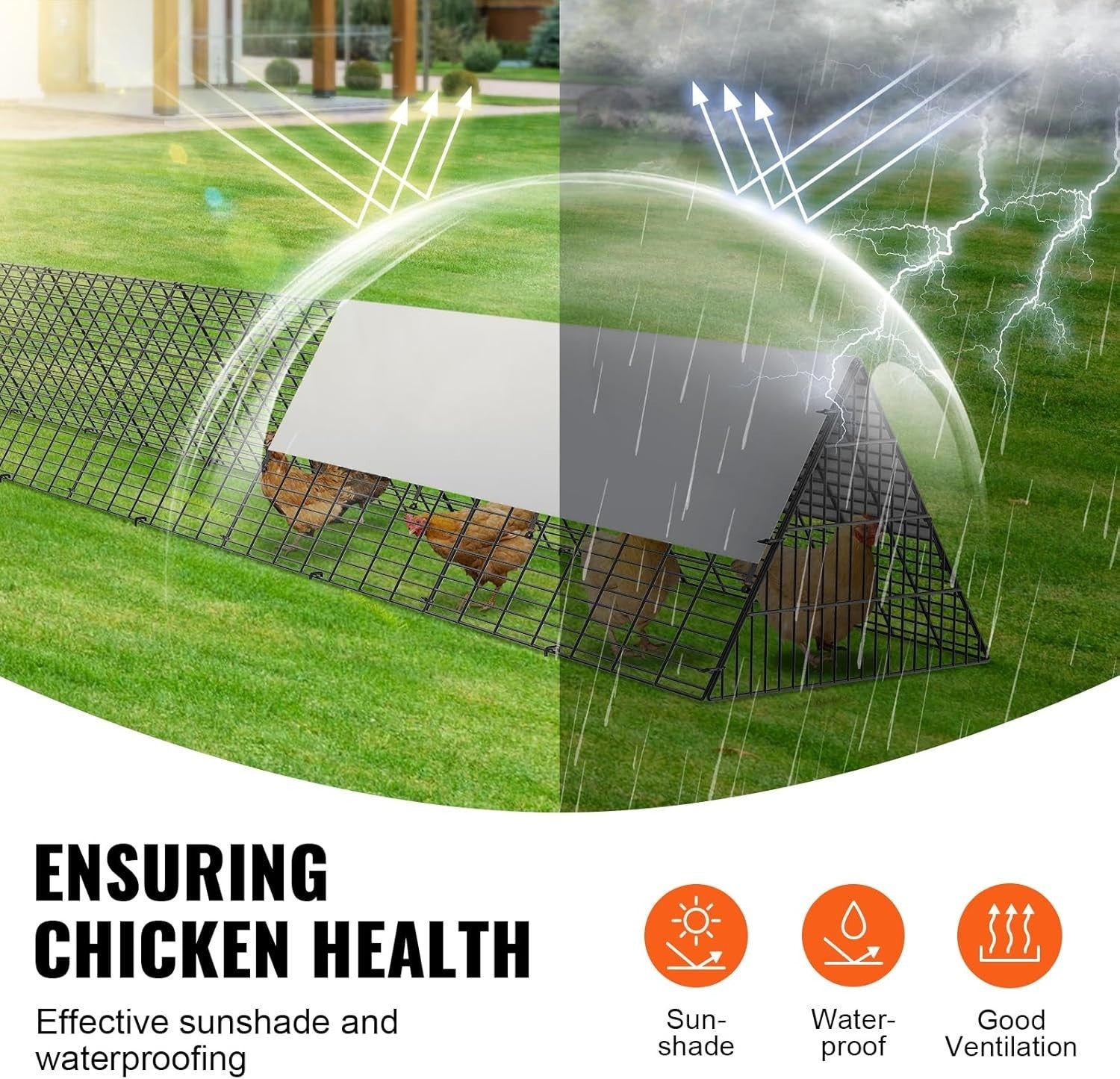 Portable Chicken Tunnel Run 3.25x5.64m Steel Frame w Cover