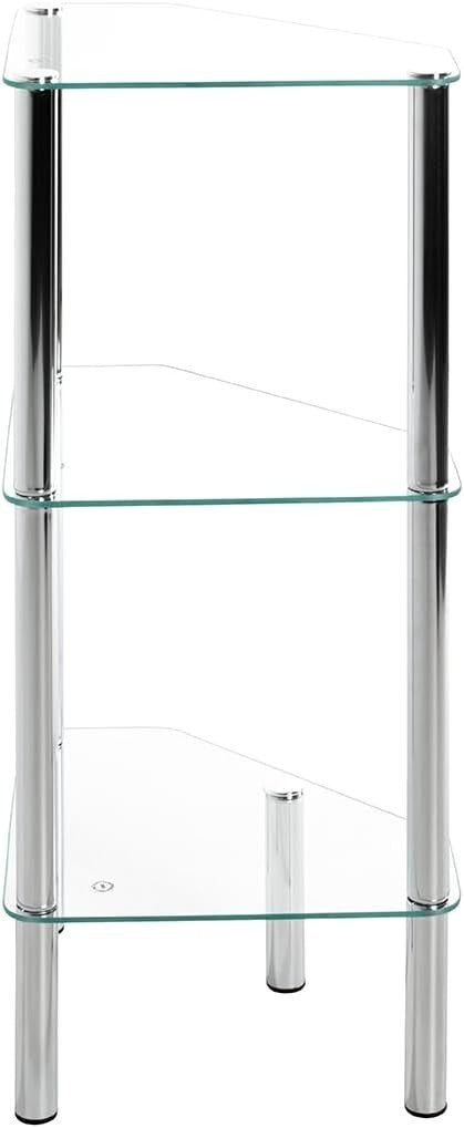 Modern Chrome Metal Rack with Tempered Glass Shelf Space Saving 46x32x77cm