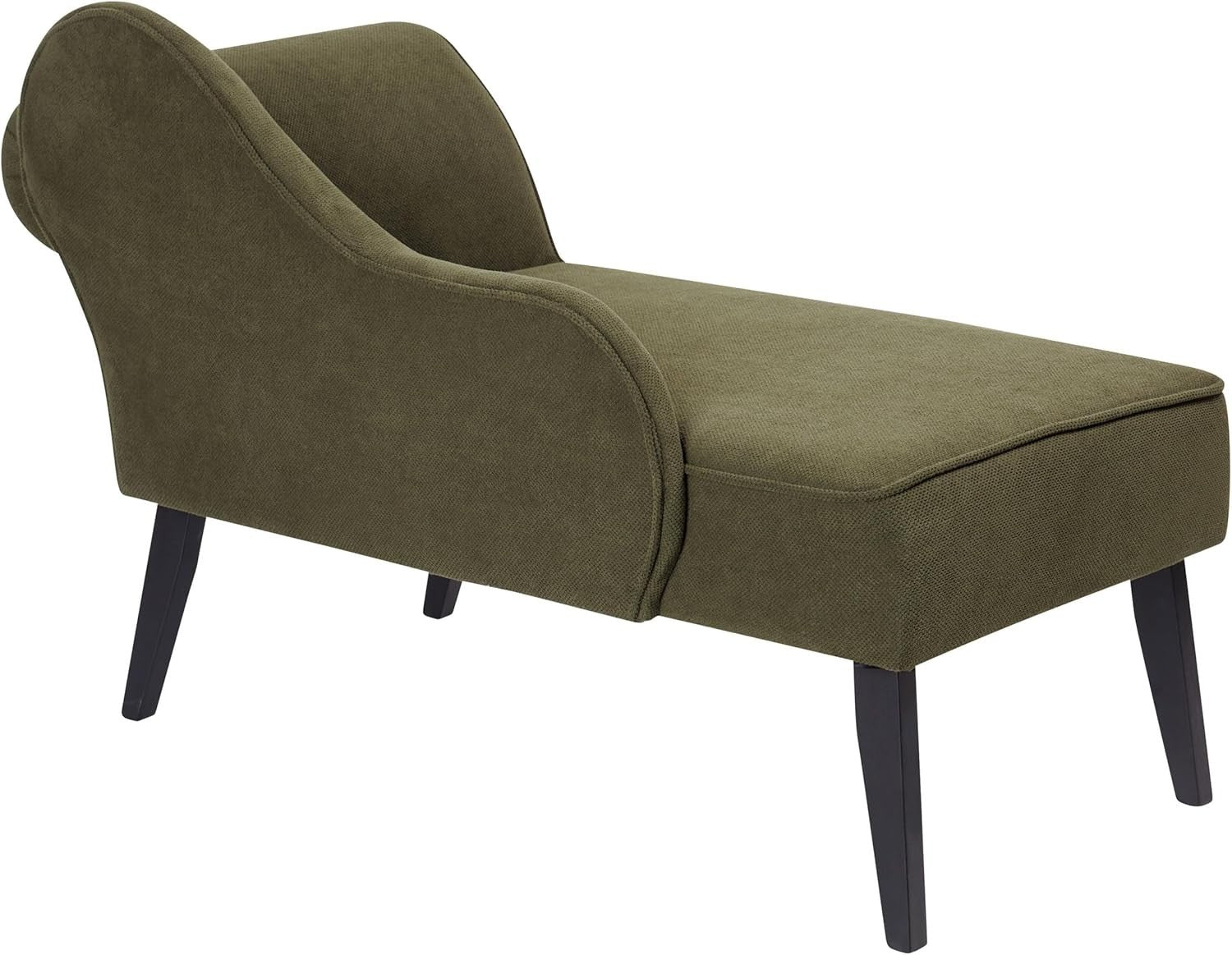 Vintage Right Hand Olive Green Fabric Chaise Lounge Retro Soft Upholstery
