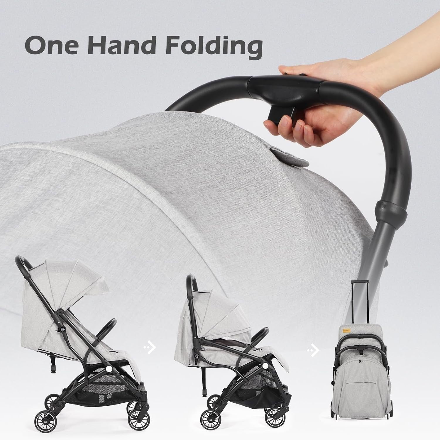 One-Hand Fold Baby Stroller Compact Travel Buggy Lightweight 0-15kg