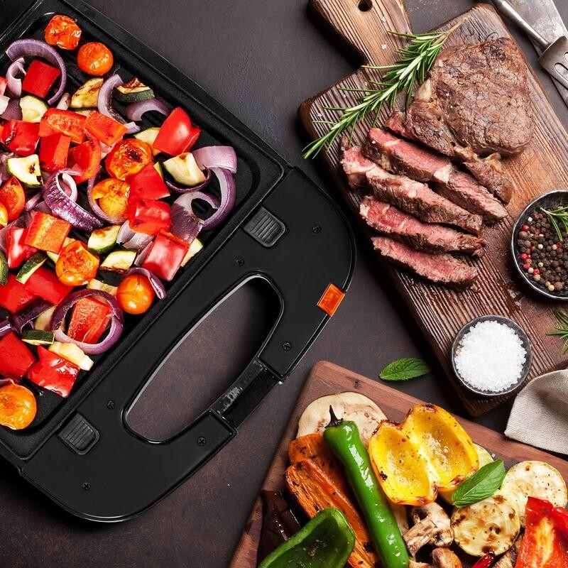 3-in-1 Snack Maker 1200W Waffle Toastie Grill Press Removable Plates