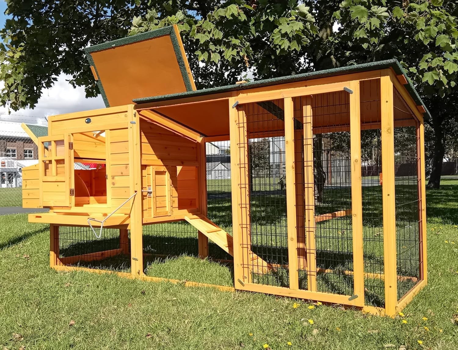 XXL 8ft Metal Chicken Coop Hen House Run Nest Box 3mm Wire