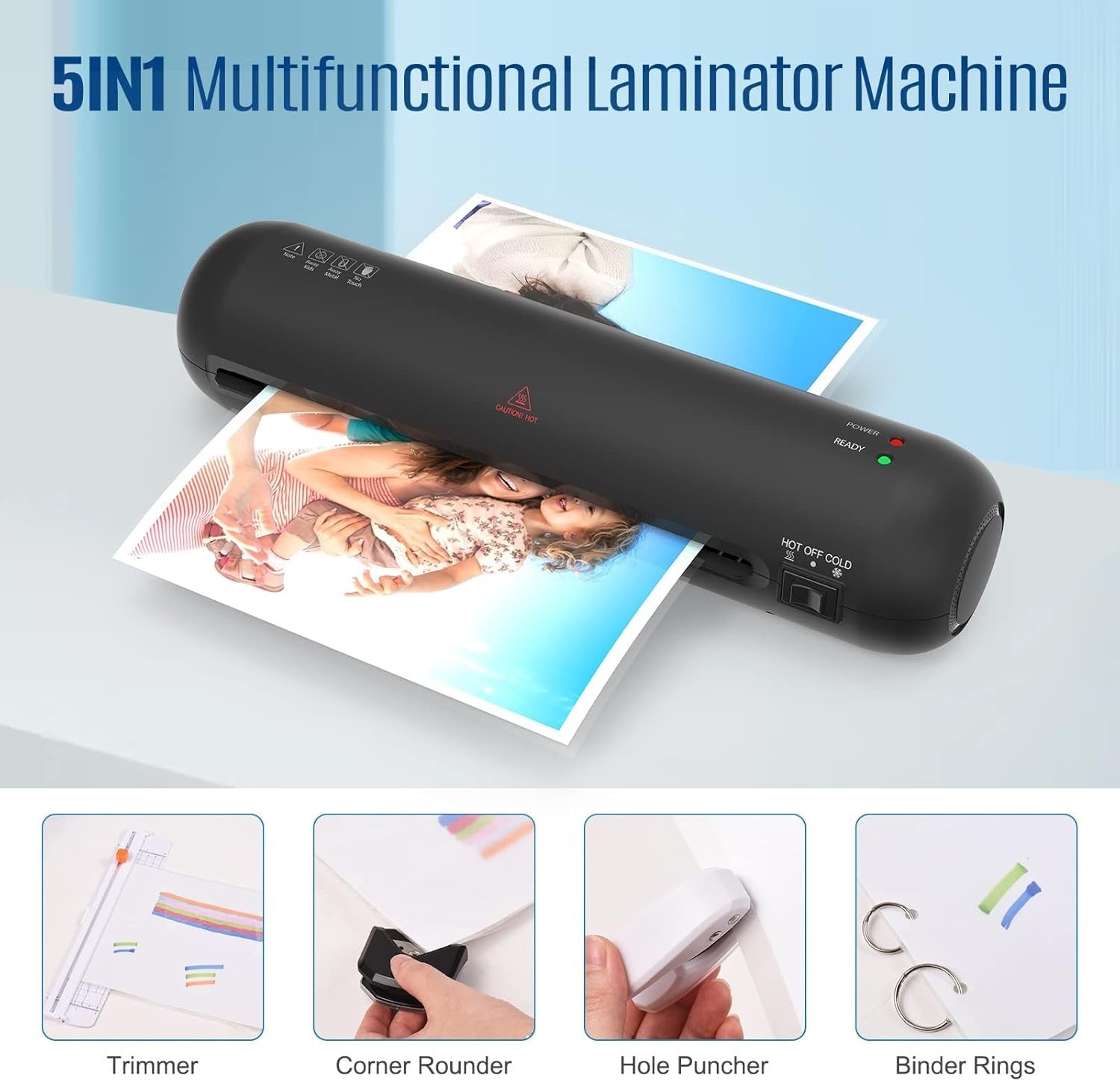 A4 Desk Laminator Hot Cold 2 Roller 9 Inch ABS Jam Release + Tool Set