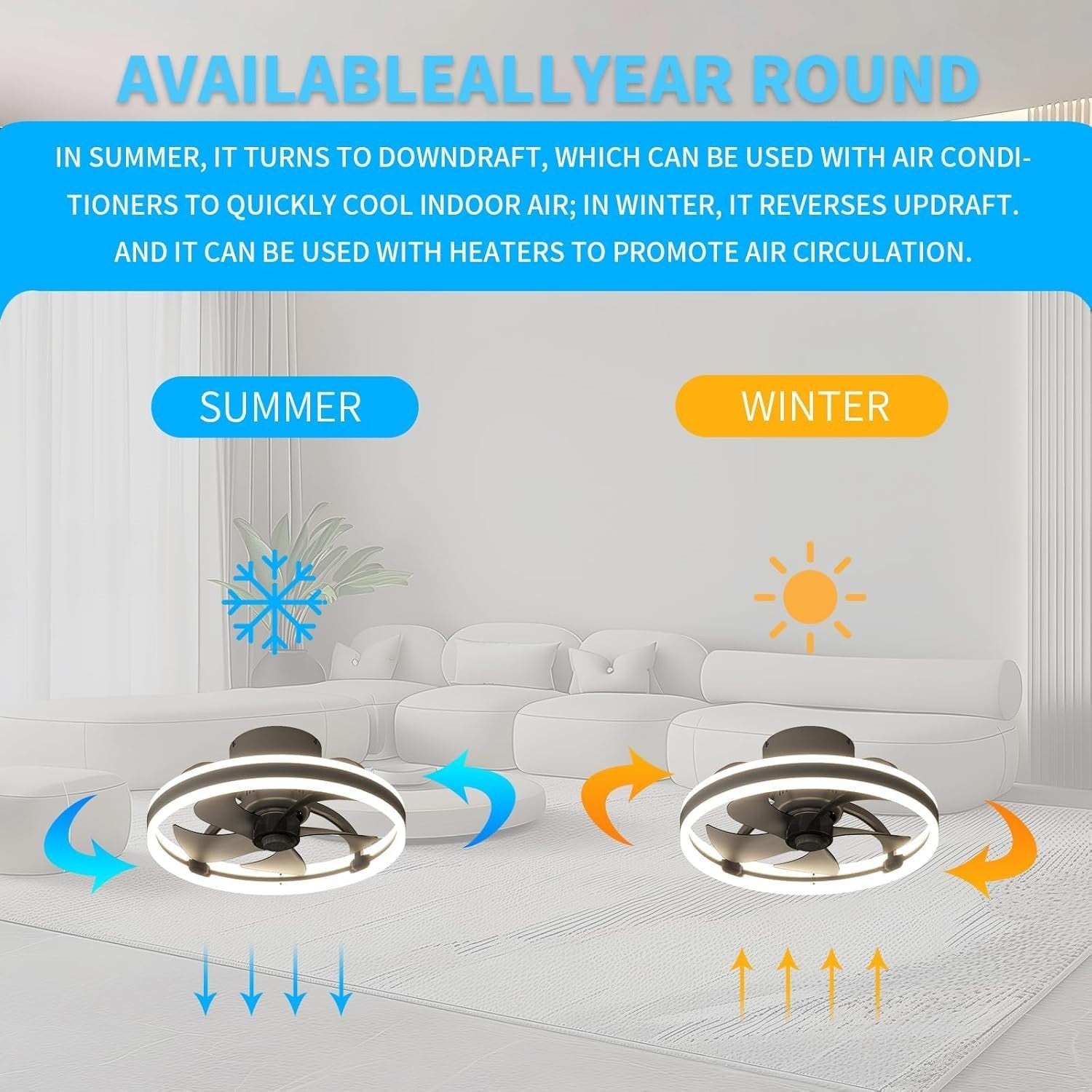 50cm Ceiling Fan with Light, Remote, 6 Speeds, Dimmable, Black