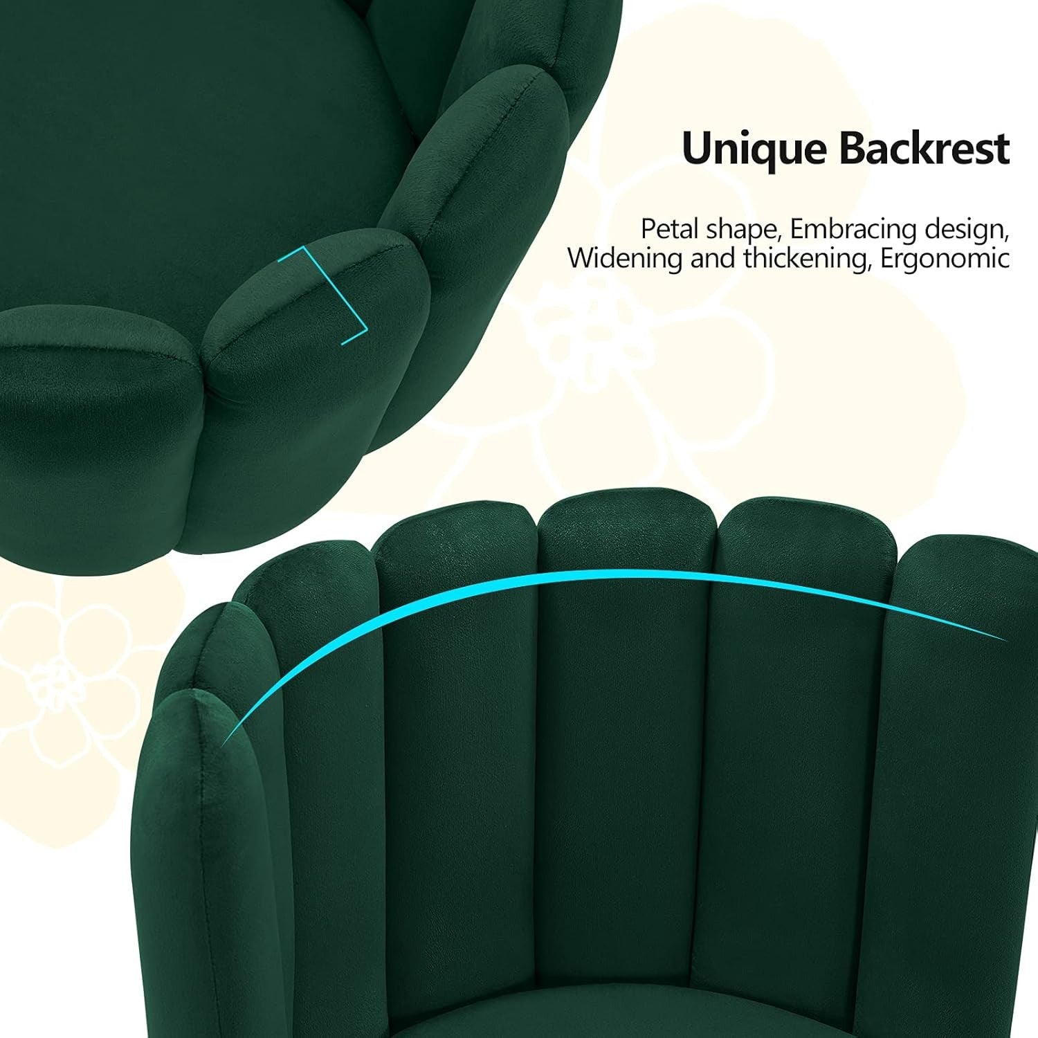 Velvet Vanity Chair Petal Back Tub Armchair Metal Legs
