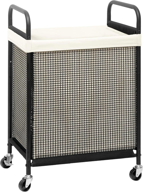 90L Rolling Laundry Hamper with Wheels | Removable Liner | Beige Laundry Cart