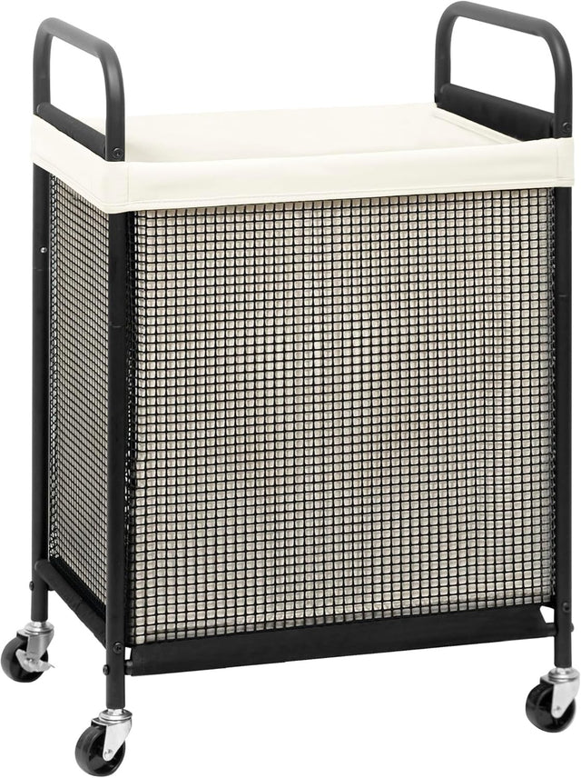 90L Rolling Laundry Hamper with Wheels | Removable Liner | Beige Laundry Cart
