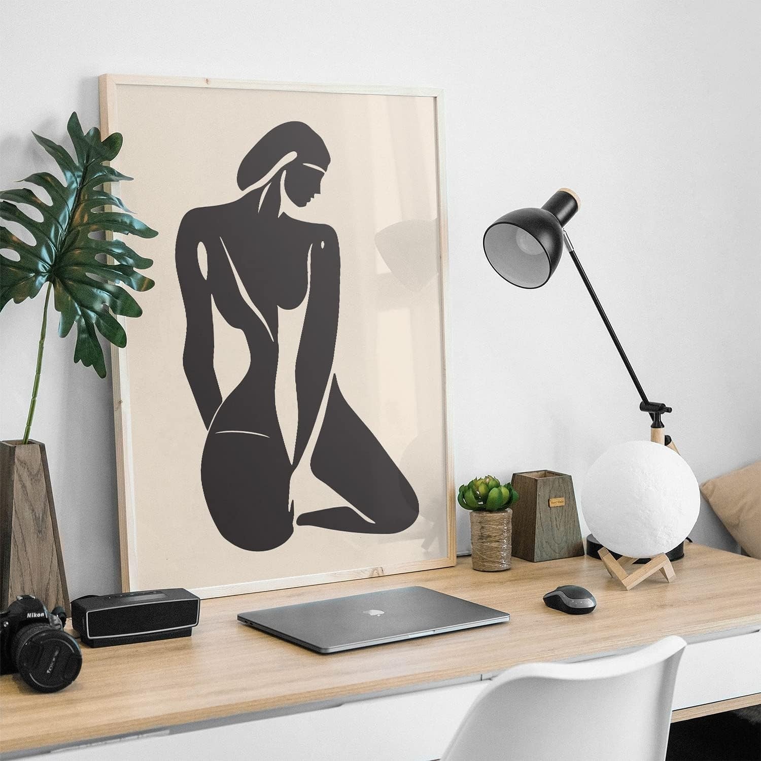 Abstract Woman Art Print – Modern Boho Lady Wall Decor A4 Colorful