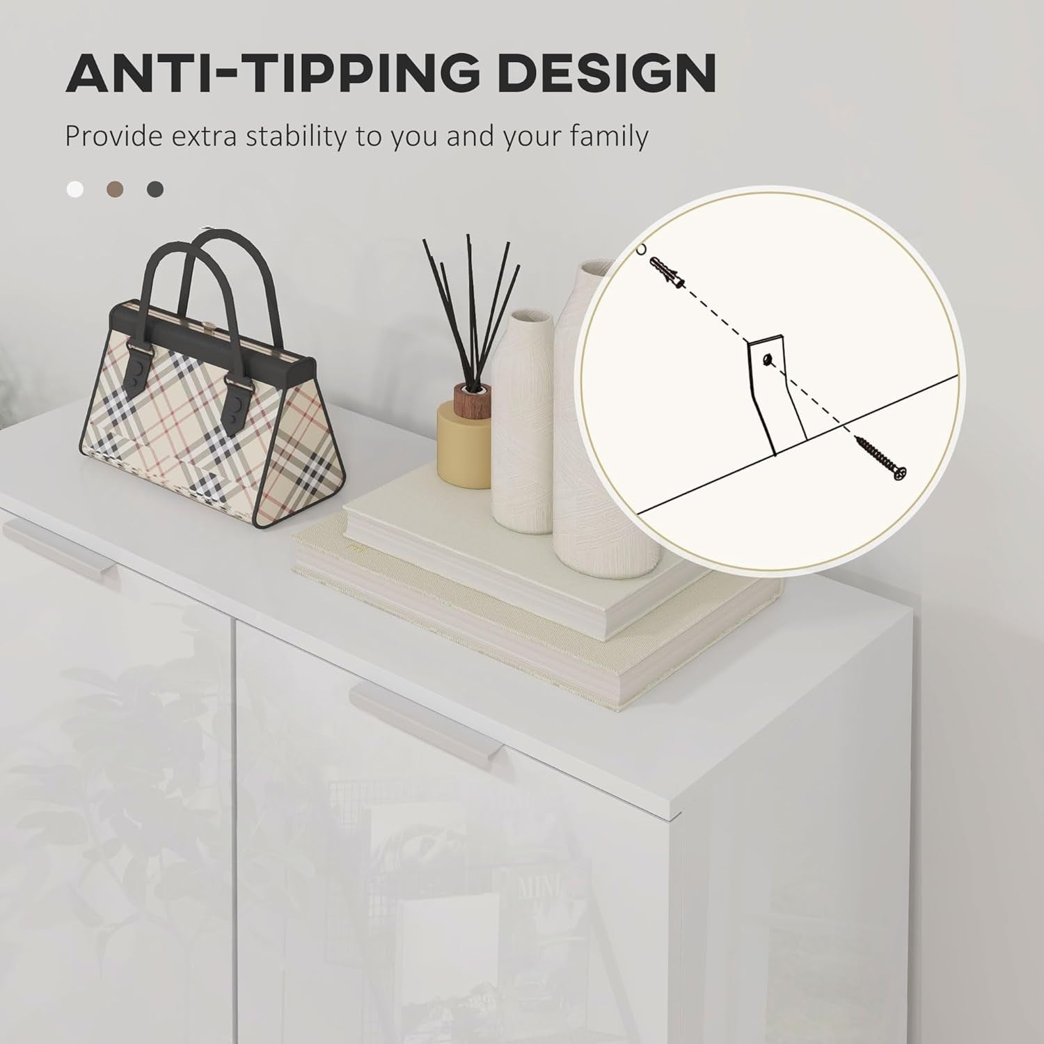 Shoe Storage Cabinet White Gloss | Holds 20 Pairs, Soft Close, 76x31.5x95cm