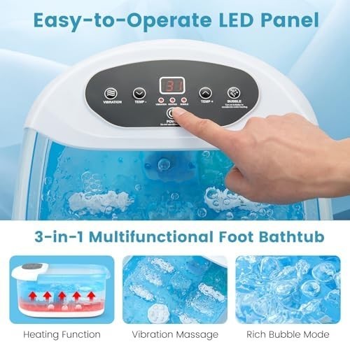 Foot Spa Massager Tub with Heat, Bubbles & Vibration for Home Pedicure
