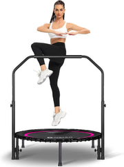 100cm Mini Rebounder Trampoline Quiet Indoor Fitness Handrail 400lb