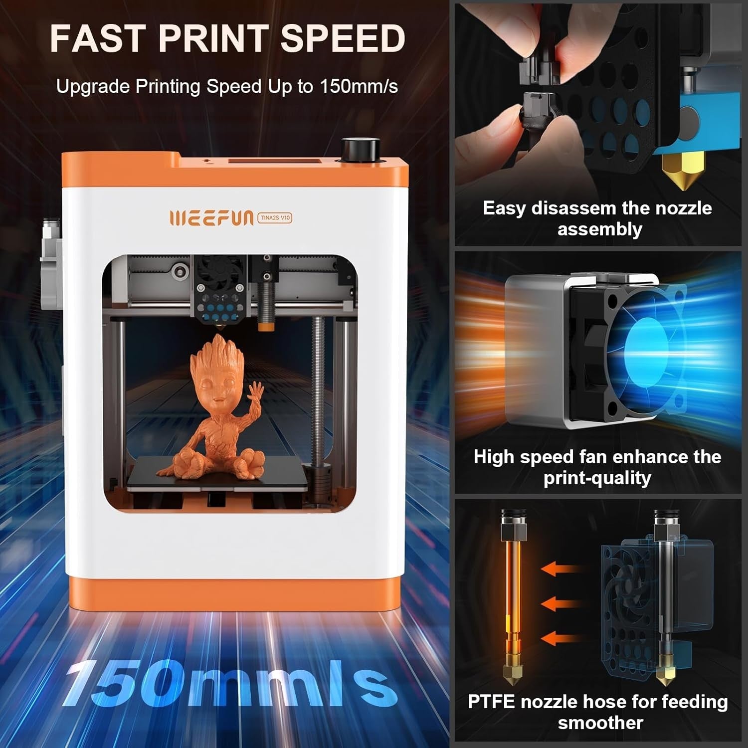 Mini 3D Printer WiFi Auto Leveling PEI Bed Silent DIY