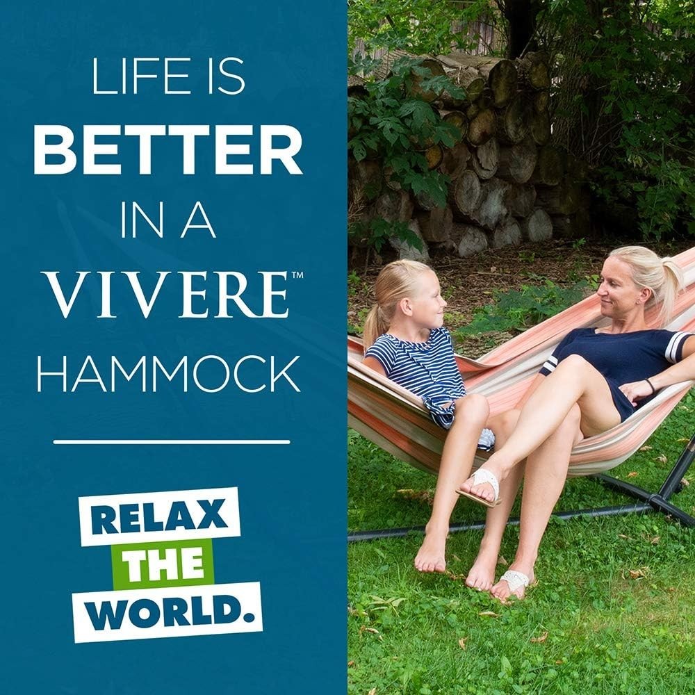 Double Hammock with Stand – Heavy Duty 450lb Capacity, Indoor Outdoor Patio Bed