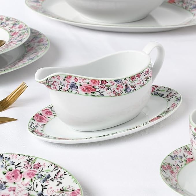 35pc Floral Dinnerware Set Plates Bowls Cups Serving Set for 6 Porcelain