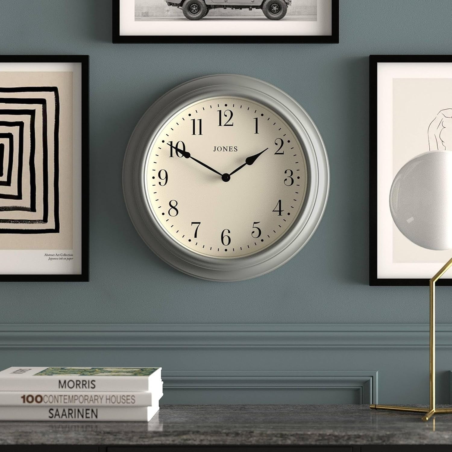 Large Silent Wall Clock 40cm Classic Grey Kitchen Living Room Decor