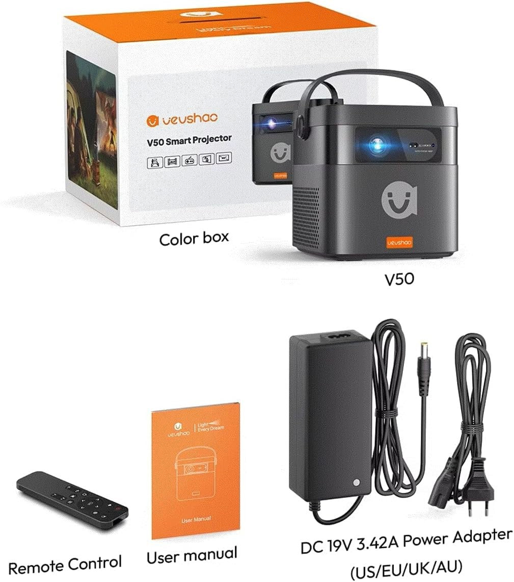 Portable 4K 3D Projector 1080P WiFi Android Battery Speaker
