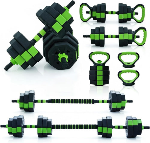 6-in-1 Adjustable Dumbbell Set Octagonal Home Gym Barbell Kettlebell