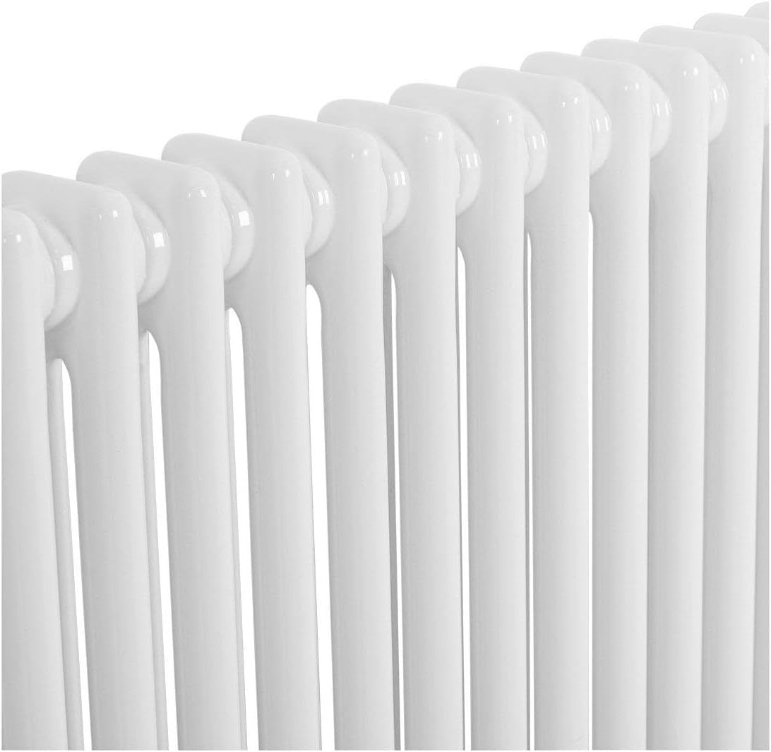 Double Column Horizontal Radiator 600x830mm White Cast Iron Style