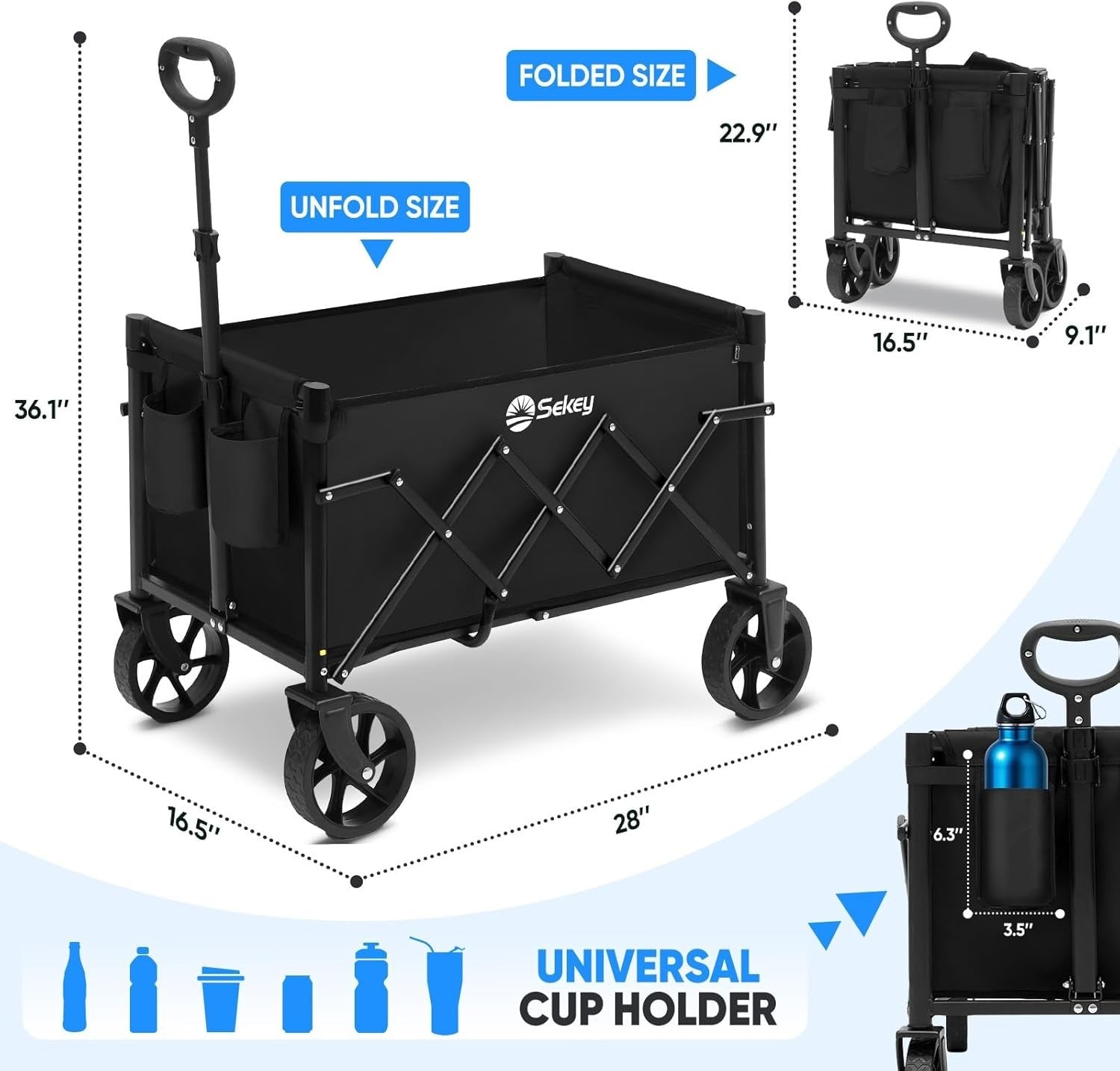 Heavy Duty Folding Camping Trolley 220LBS Portable Beach Wagon Cart