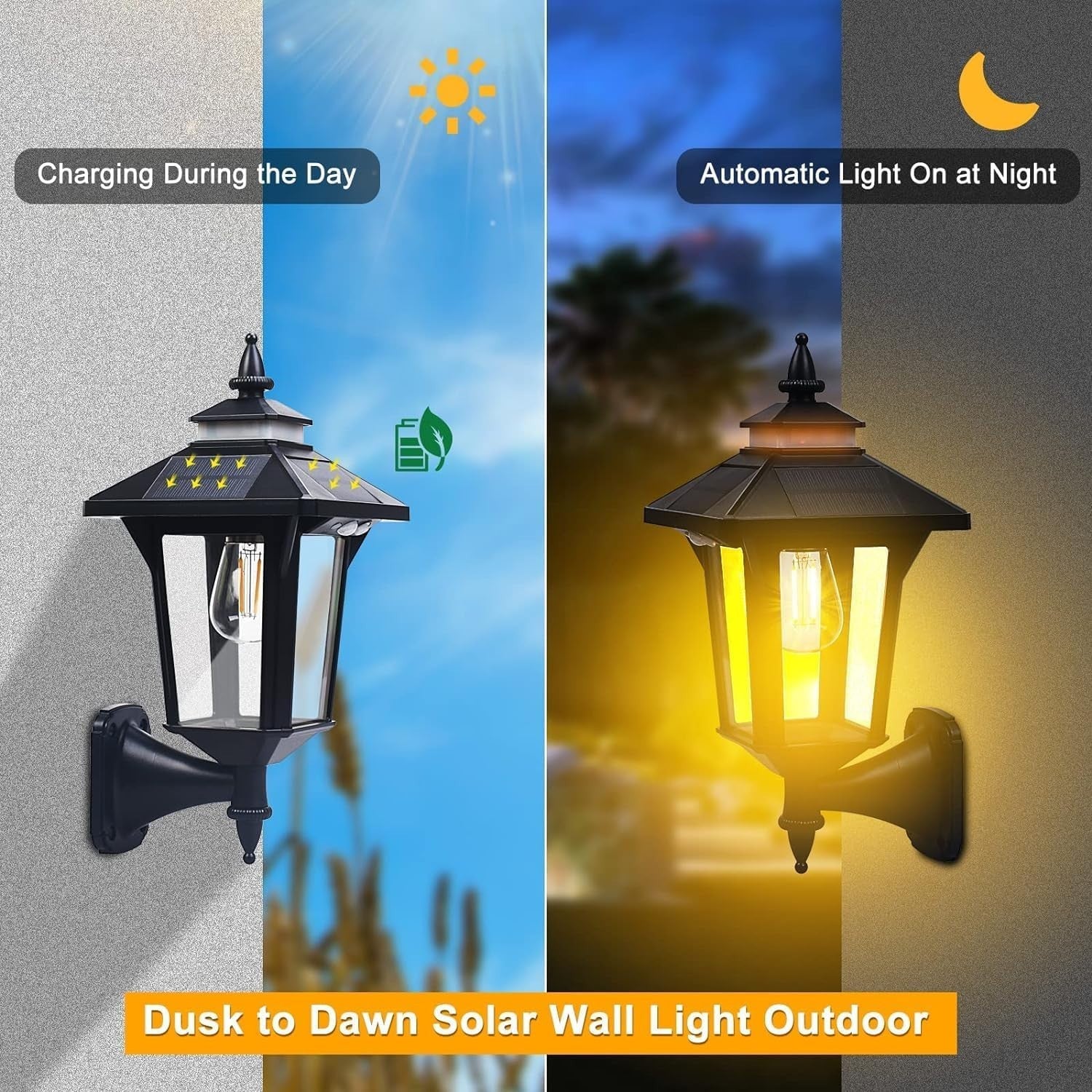 Vintage Solar Wall Lights 2 Pack Motion Sensor Outdoor IP65