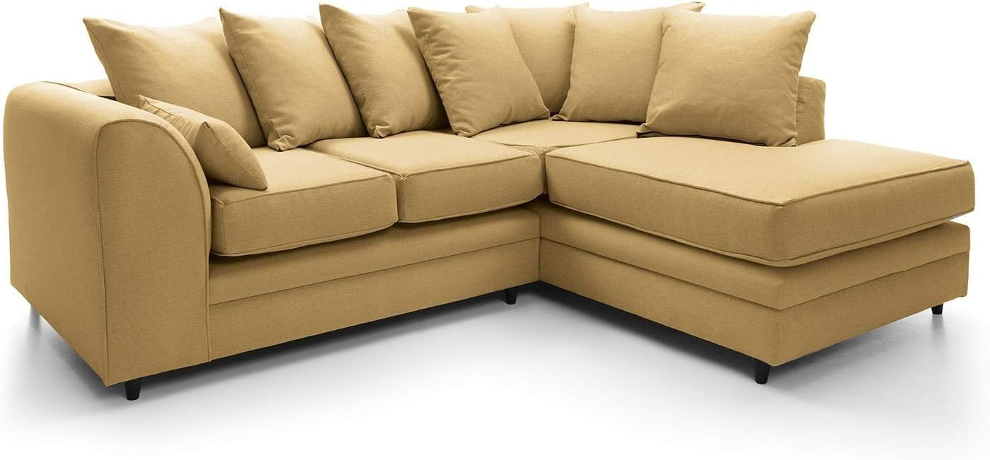 Mustard L-Shaped Corner Sofa 3 Seater Brushed Cotton Modern Comfort