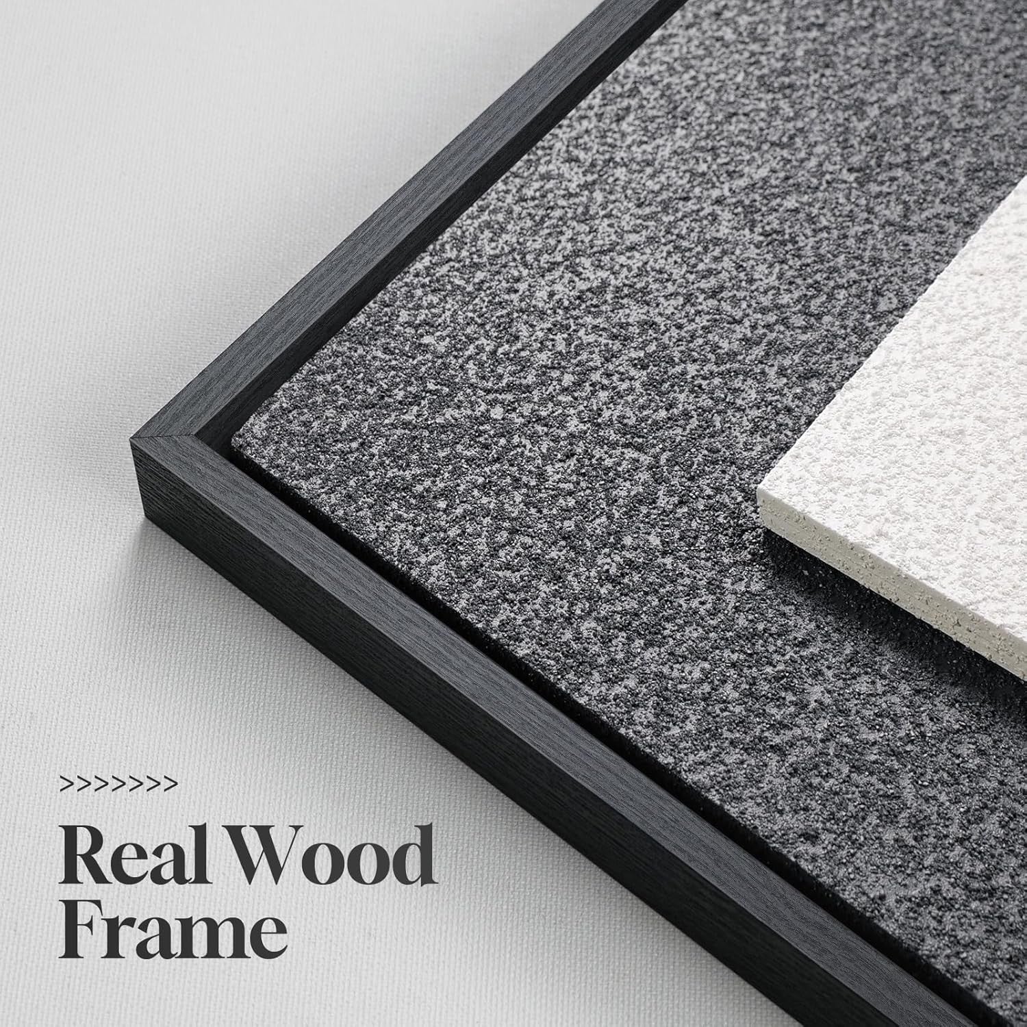 Large 3D Textured Wall Art 3pc 24x36in Black White Framed