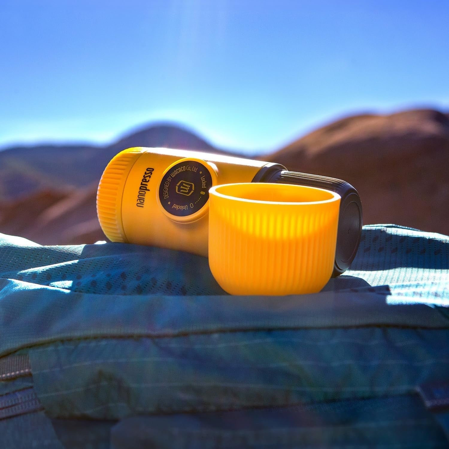 Portable Espresso Maker | 18-Bar Manual Pump | Travel Coffee Machine Yellow