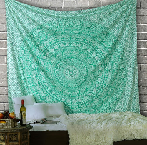 Boho Mandala Elephant Tapestry 90x108in Wall Hanging Bedspread