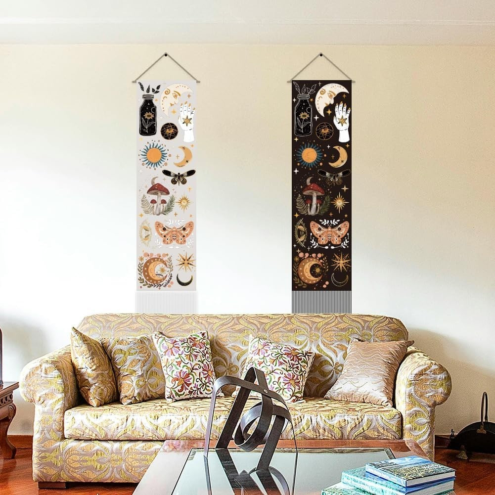 Boho Witchcraft Tapestry 2pcs 45.7x13in Mystic Wall Hanging