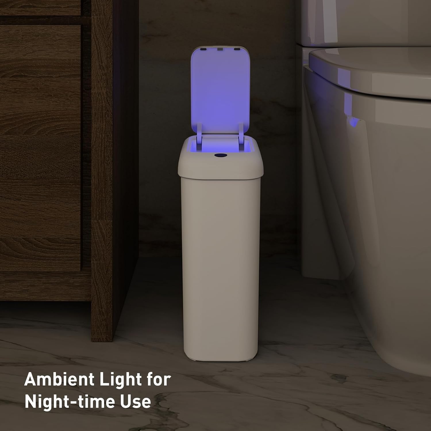 10L Automatic Bathroom Bin Slim Touchless Motion Sensor White